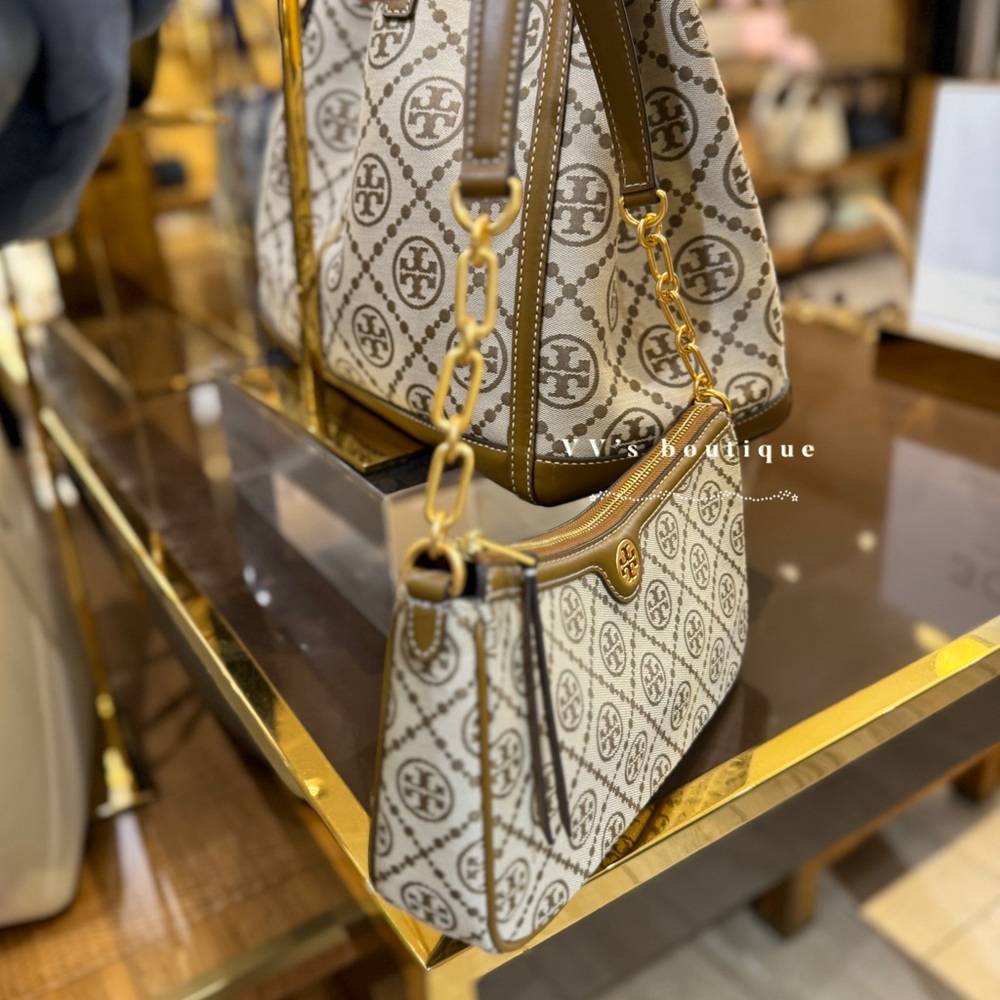 NWT Tory Burch T Monogram Studio Shoulder Crossbody Bag Hazelnut Brown 85137 - Picture 2 of 7